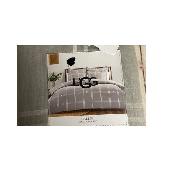 Ugg Callie Washed Yarn Dyed 3 Pc Duvet Cover Set King Bedding Seal Gray - Picture 3 of 3